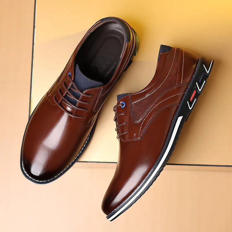 Classic Leather Shoes for Men Slip on Pointed Toe Oxfords Formal Wedding Party Office Business Casual Dress Shoes for Male