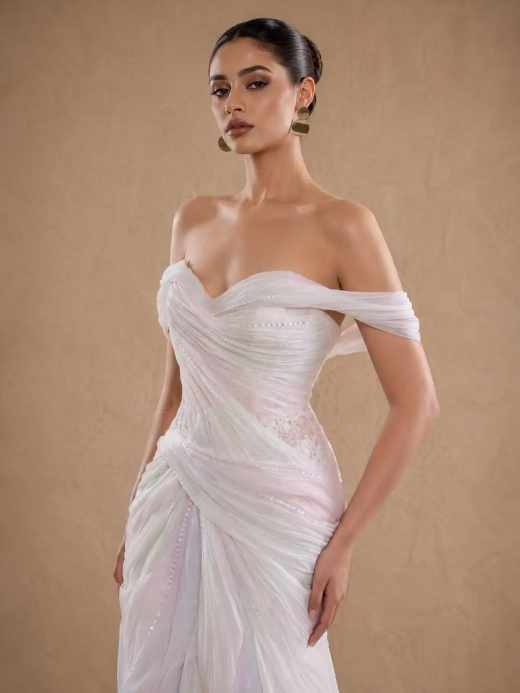 Iridescent Tulle Corset Back Prom Gown