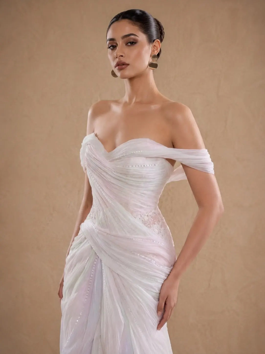 Iridescent Tulle Corset Back Prom Gown