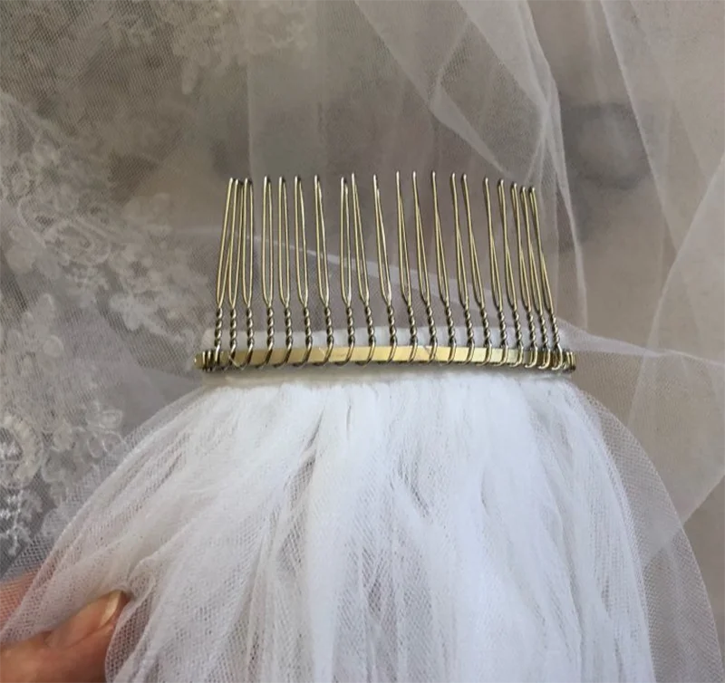 Customized Elegant Long Wedding Veil with Eyelash Lace, Single Tier 2.5m/3m/3.5m Ivory Wedding Veil with Comb, Lace Bridal Veil