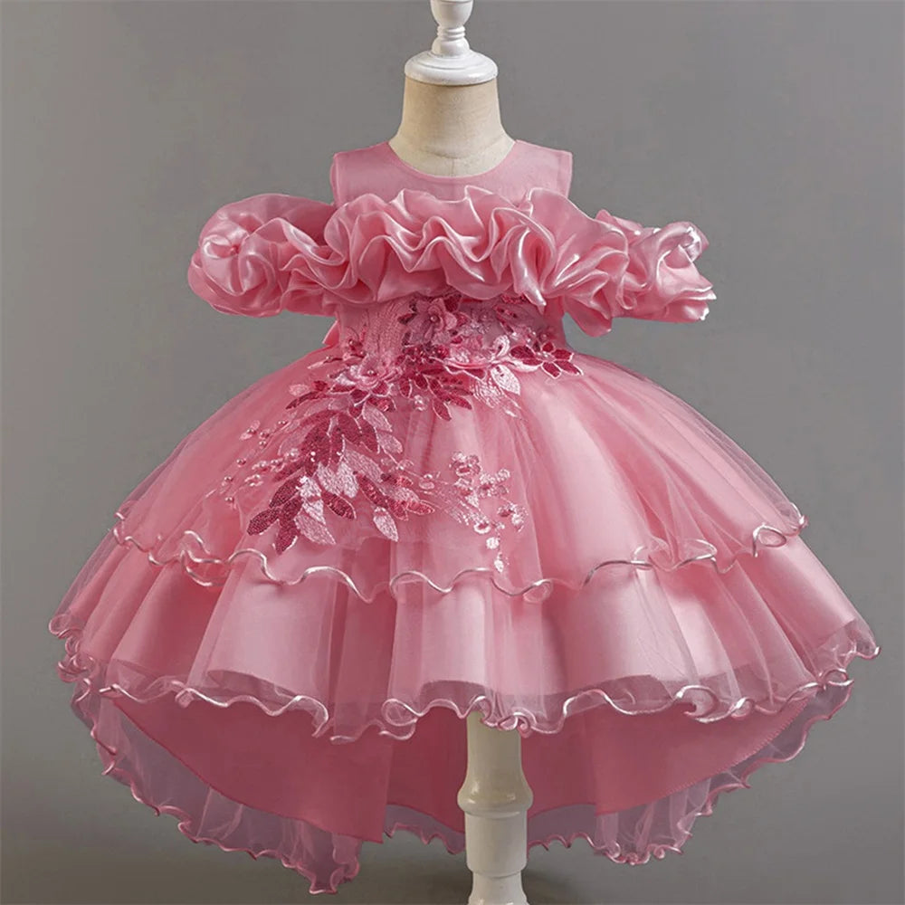 Pink Tulle Princess Flower Girl Dress
