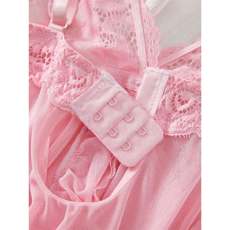 Plus Size Lace Nightgown & Thong Set