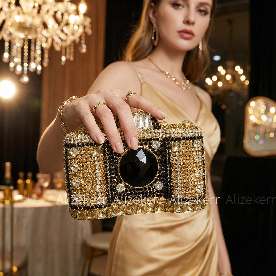 Camera-Shaped Diamond Evening Clutch