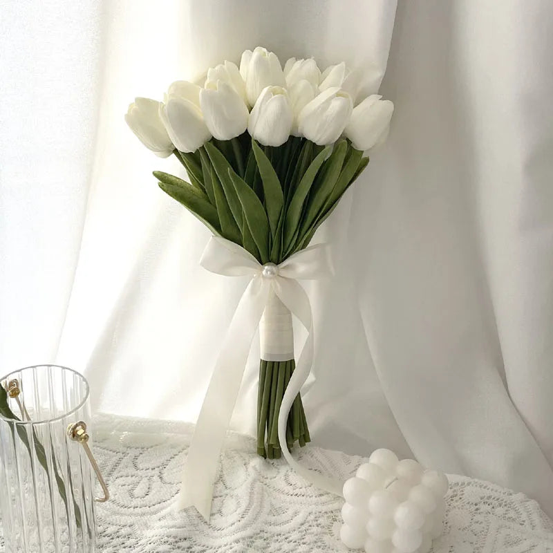 Wedding bouquet bridal bouquet white roses wedding bouquet handmade artificial flower roses