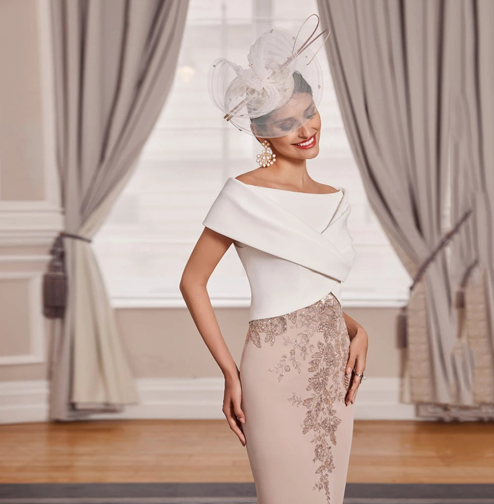 Contrast Sequin Lace Mother of the Bride Dress