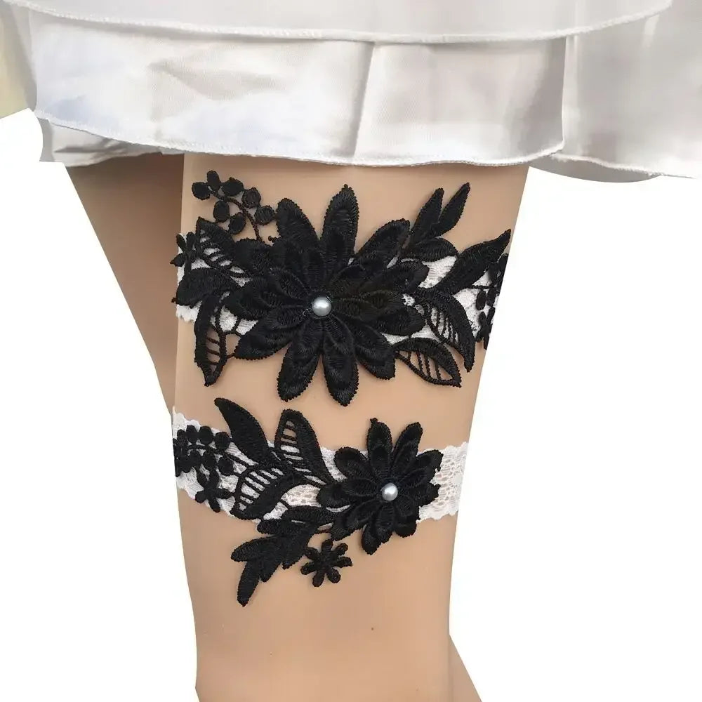 2pcs Wedding Garter  Embroidery Floral Sexy Garters Women/Female/Bride Thigh Ring Bridal Lace Leg Ring Loop Customized