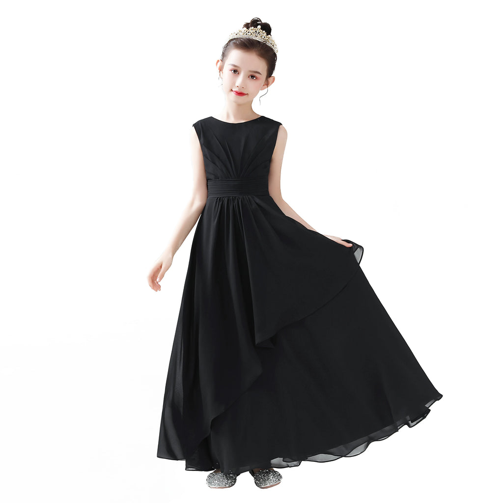 Chiffon Bow-Sash A-Line Flower Girl Dress