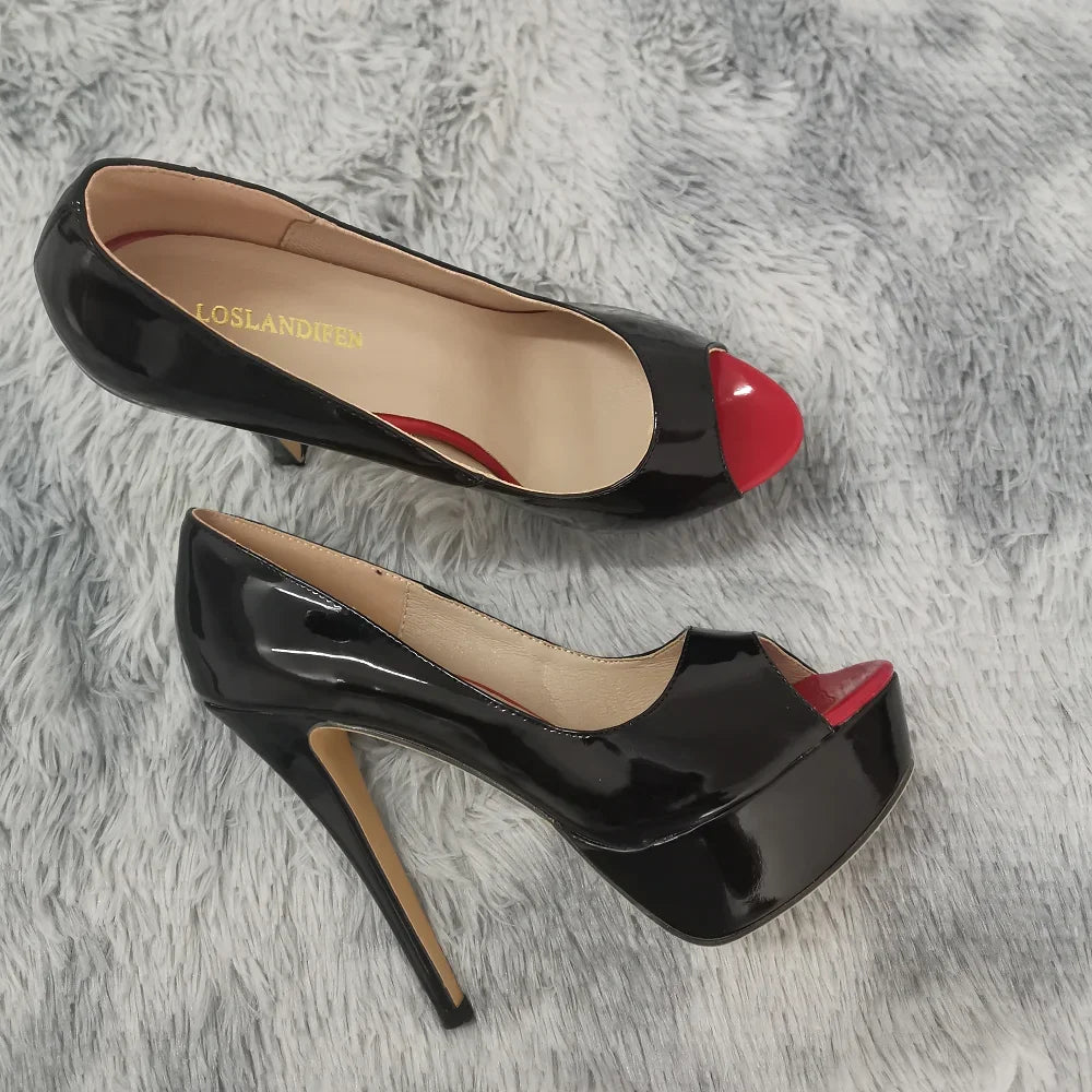 Peep-Toe Platform Stiletto Heels