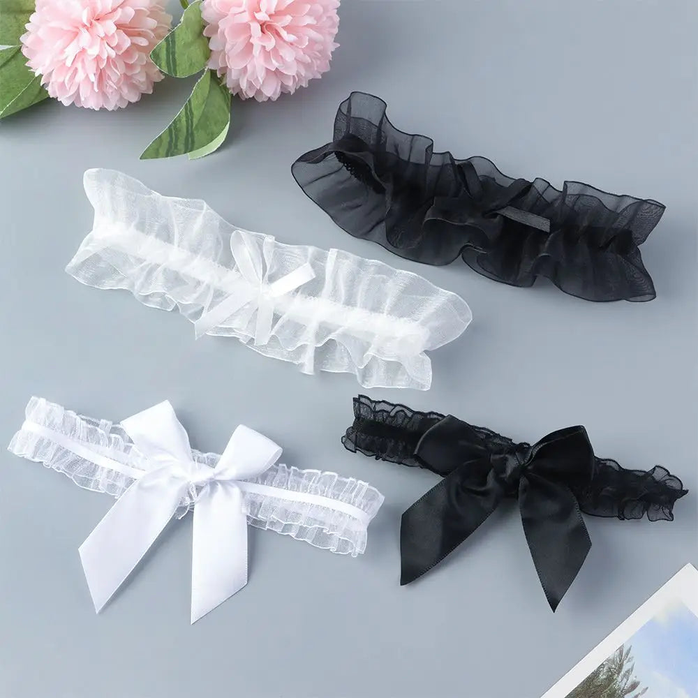 Sexy Fashion Lingerie Garter Belt Wedding Bride Leg Garter Cosplay Party Accessories Bowknot Lace Elastic Leg Ring