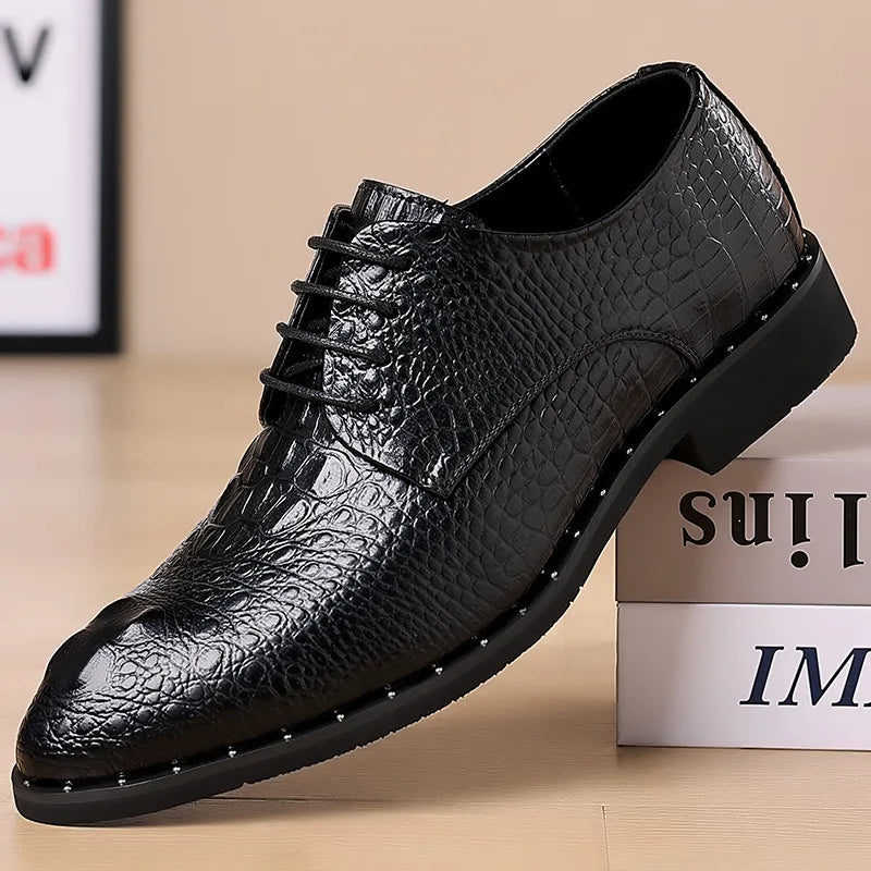 Men's Dress Shoes Business Formal Leather Lace Up All Season Comfortable Wedding Shoes Classic Business Casual Durable Footwear