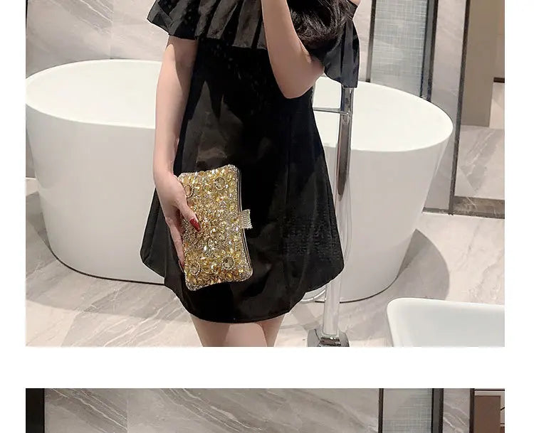 Choice Rhinestone Beaded Clutch Evening Bag Women Wedding Party Purse Evening Banquet Bag European Exquisite Bridal Purse para