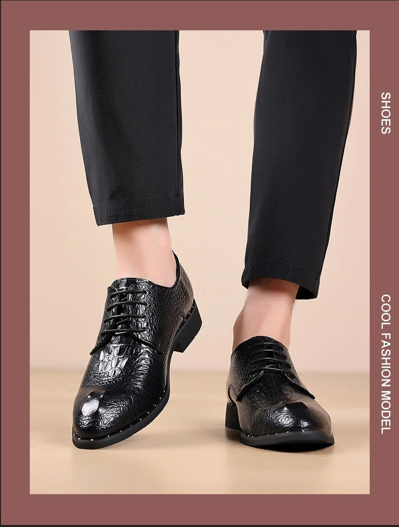 Men's Dress Shoes Business Formal Leather Lace Up All Season Comfortable Wedding Shoes Classic Business Casual Durable Footwear