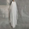 Beaded Crystal-Edge Elbow-Length Bridal Veil with Comb