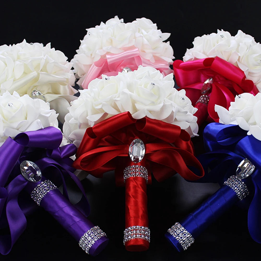 Bridal Bridesmaid Wedding Bouquet 12 Colors Roses Artificial Holding Flowers Mariage Bouquet Wedding Accessories
