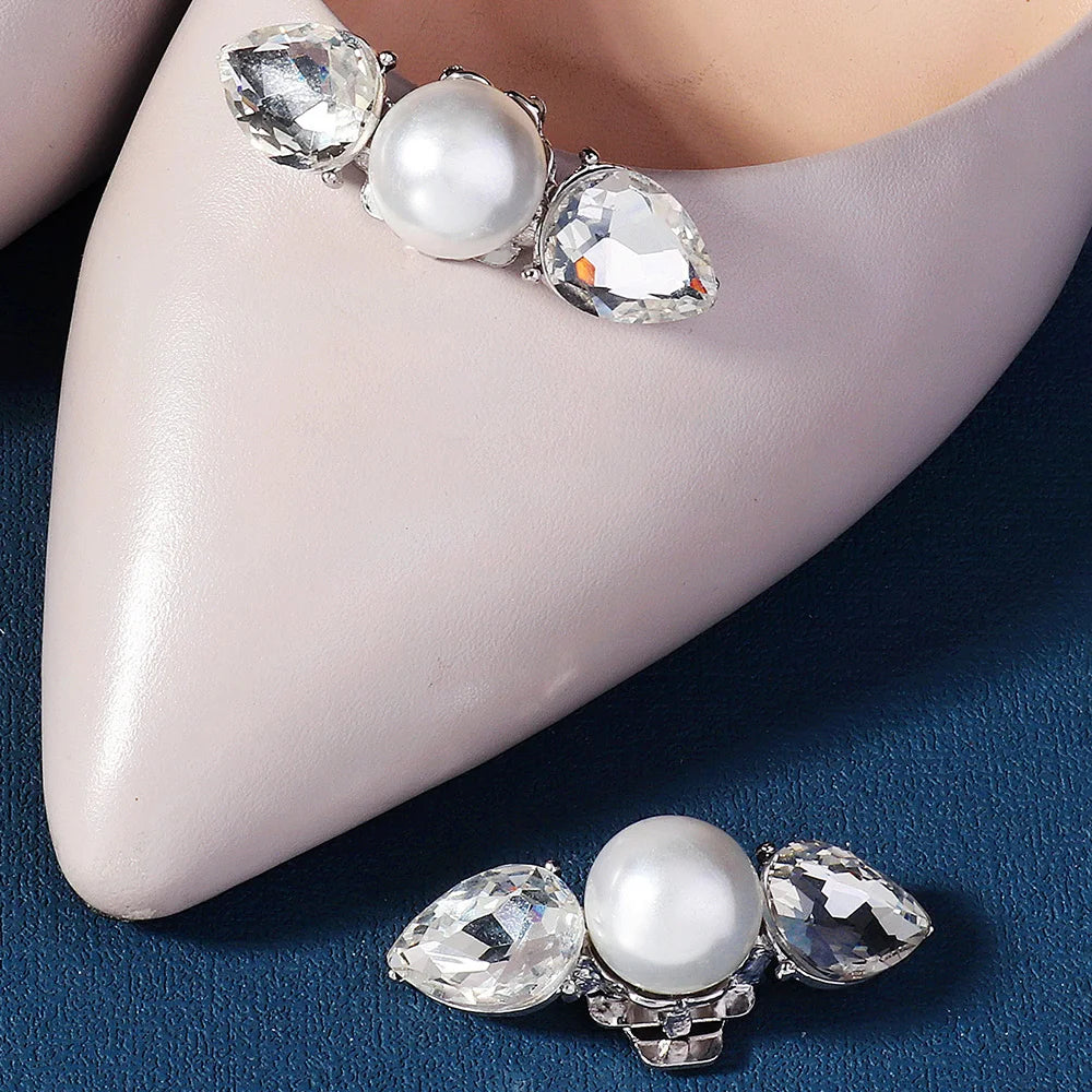 Miallo 2024 Newest Big Austrian Crystal Pearls Handmade Women Bridal Shoe Clips Wedding Alloy Bride Bridesmaid Shoe Buckle