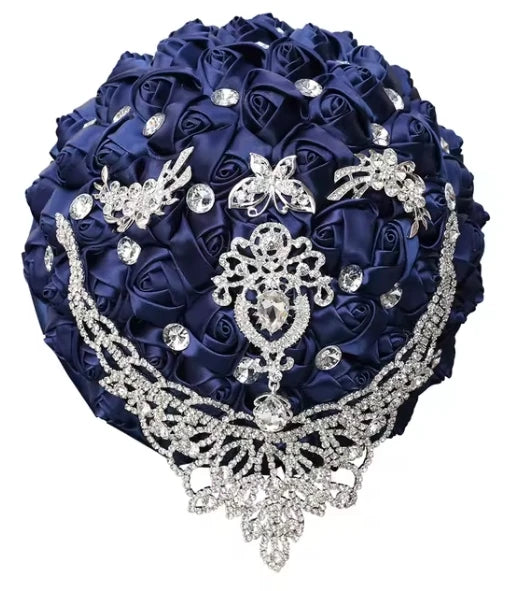 Navy Champagne Wedding Bouquet Flowers