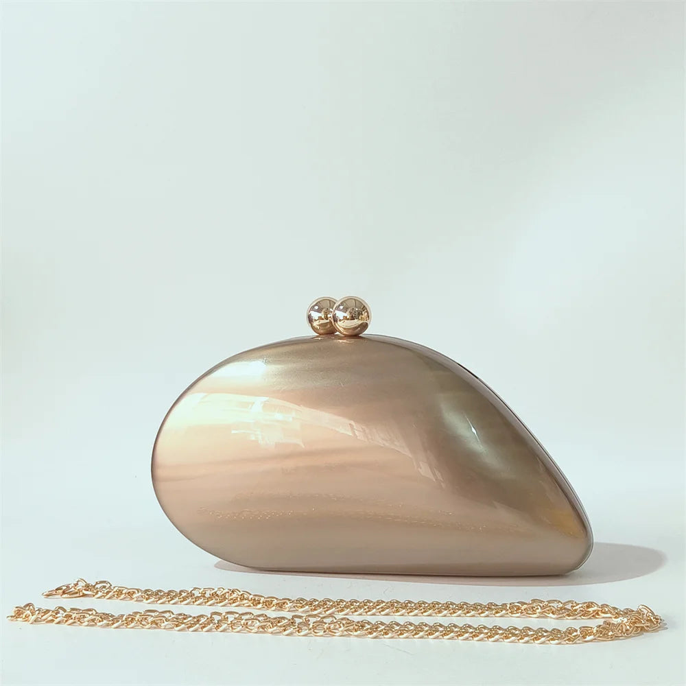 Oval Shell Acrylic Crossbody Clutch