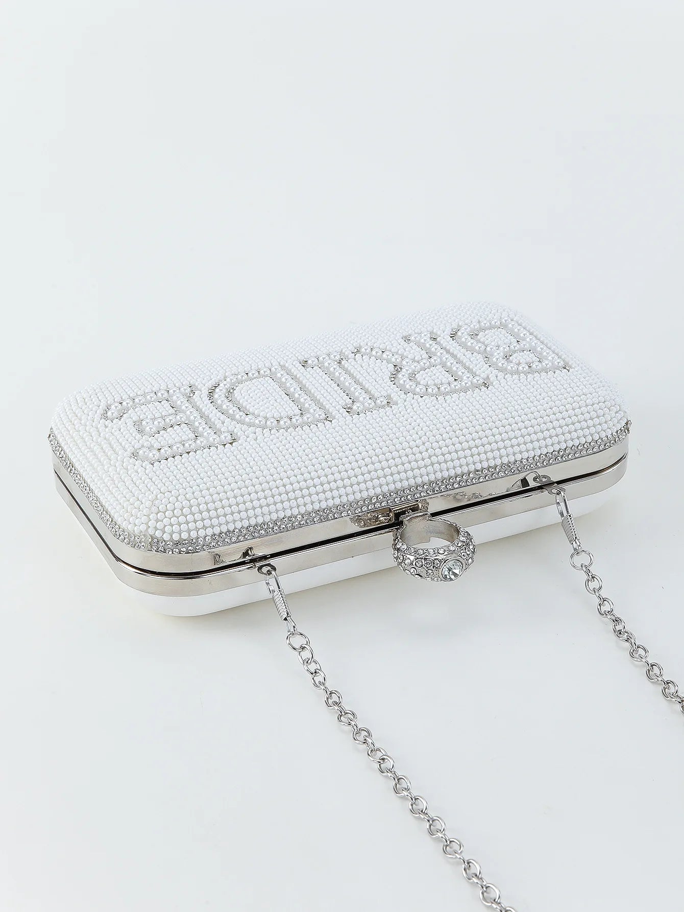 Pearl BRIDE Clutch Purse White Rhinestone Shoulder Handbags Bridal Wedding Evening Bag Ladies Party Decoration MRS Gift Present