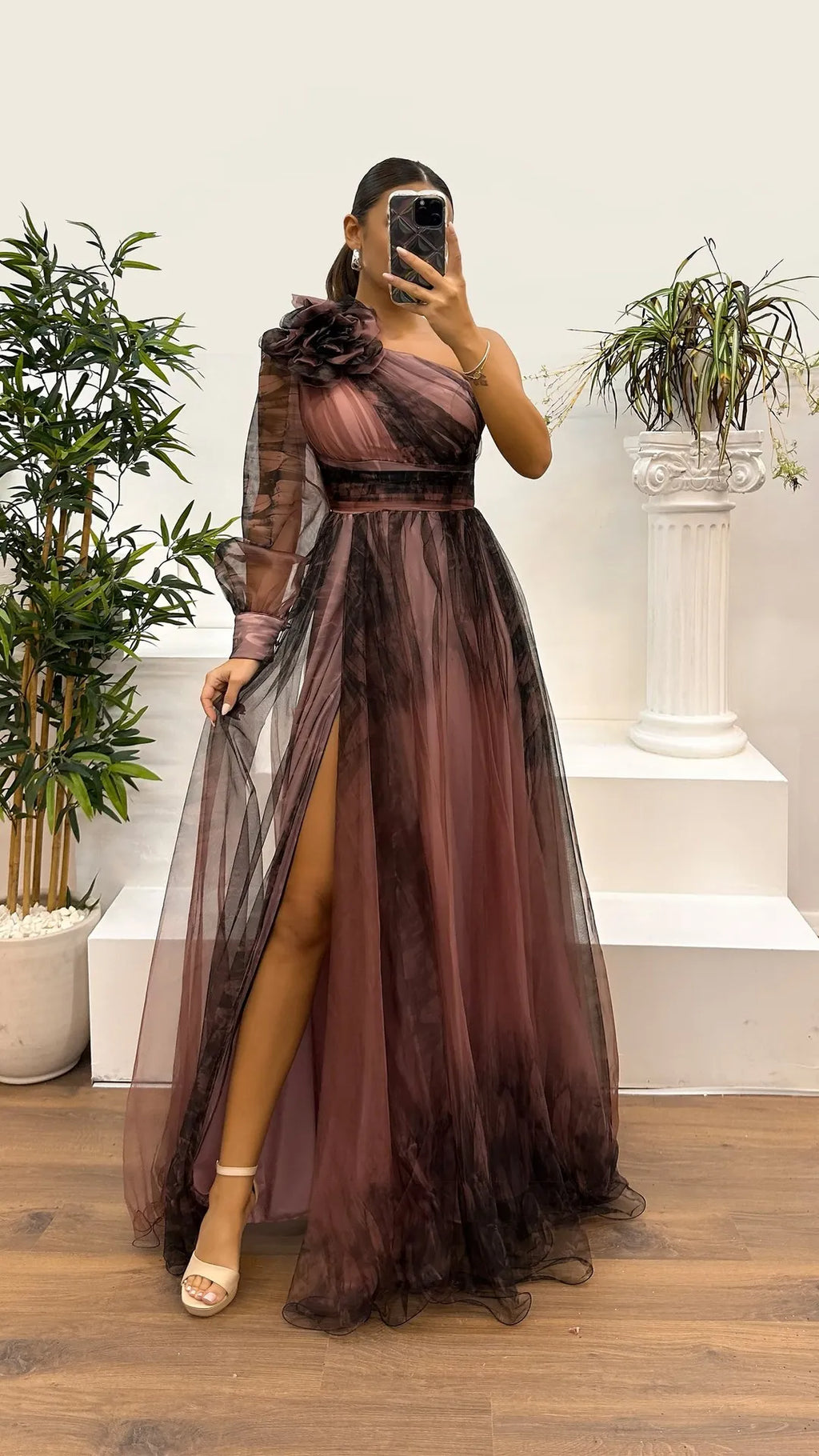 Women's Wedding Dress Spring Autumn New Sexy Off-shoulder Mesh Print Slit Casual Loose Party Prom Dresses For Women Robe Femal