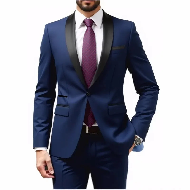 Men's Suit Ensemble - Men's Formal Suit Set - 2-piece Set for Wedding Groom's Attire - Business Wedding Banquet Attire Suit Men