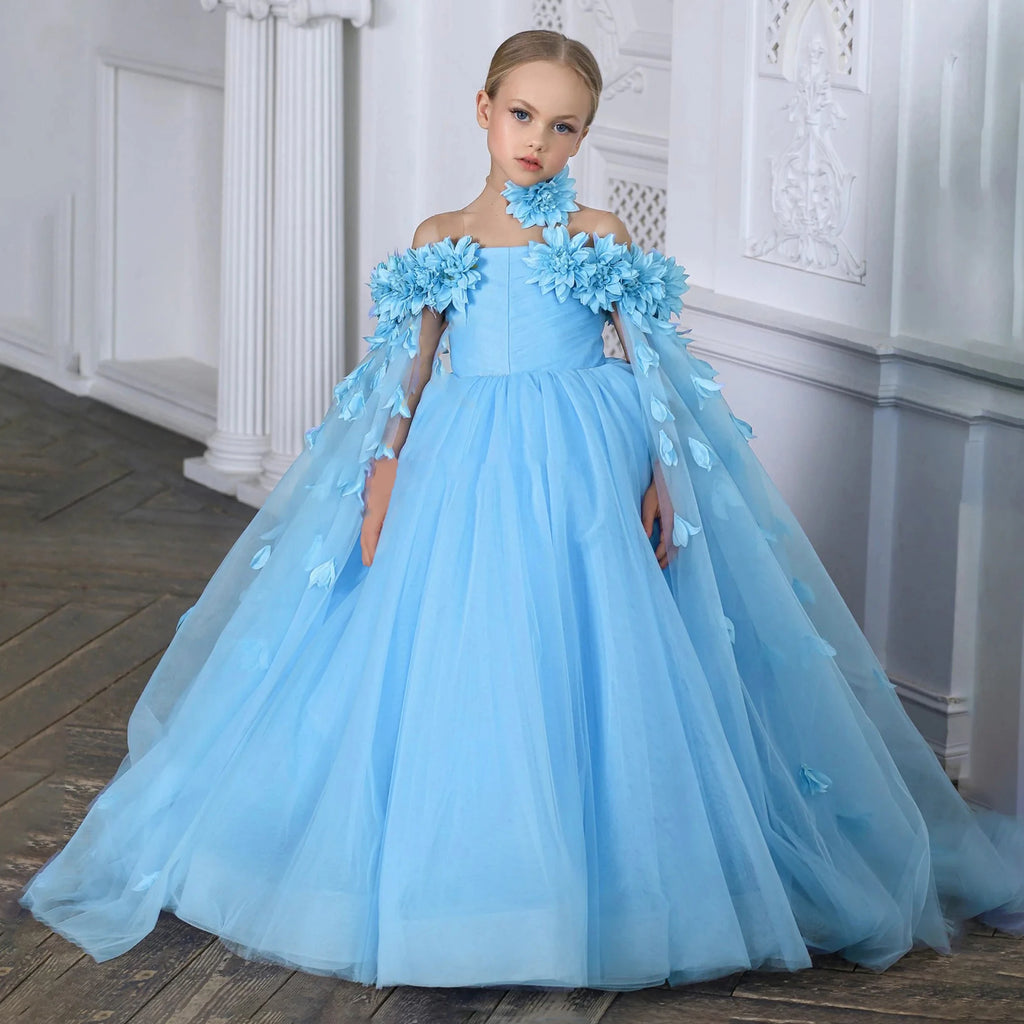 Off-Shoulder Tulle Junior Bridesmaid Dress