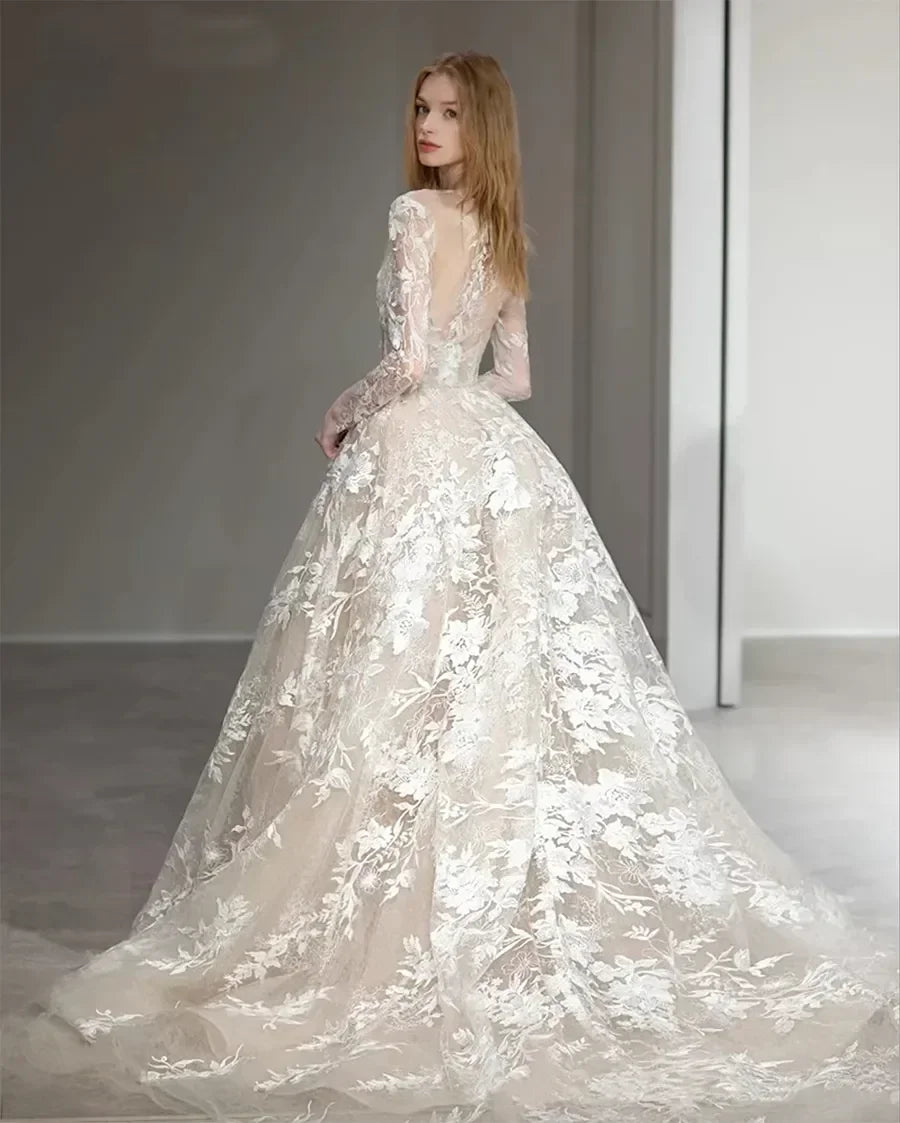 Customzied  Wedding Dress Newest A Line For Bride Sweetheart With Detachable Jacket Full Sleeves Plus Sizes Vestidos De Novias