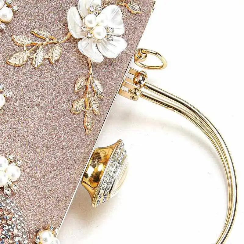2024 New Arrival Flower Crystal Wedding Bridal Clutch Purse Luxury Designer Women's Dinner Party Cocktail Handbags Diamond Bags