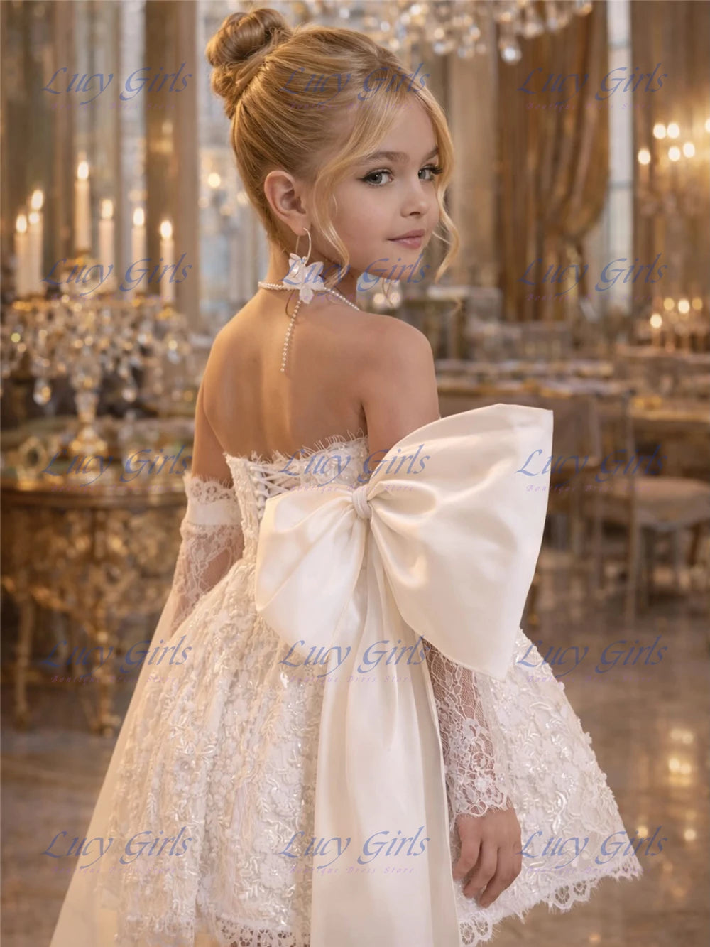 Lace & Satin Flower Girl Dress