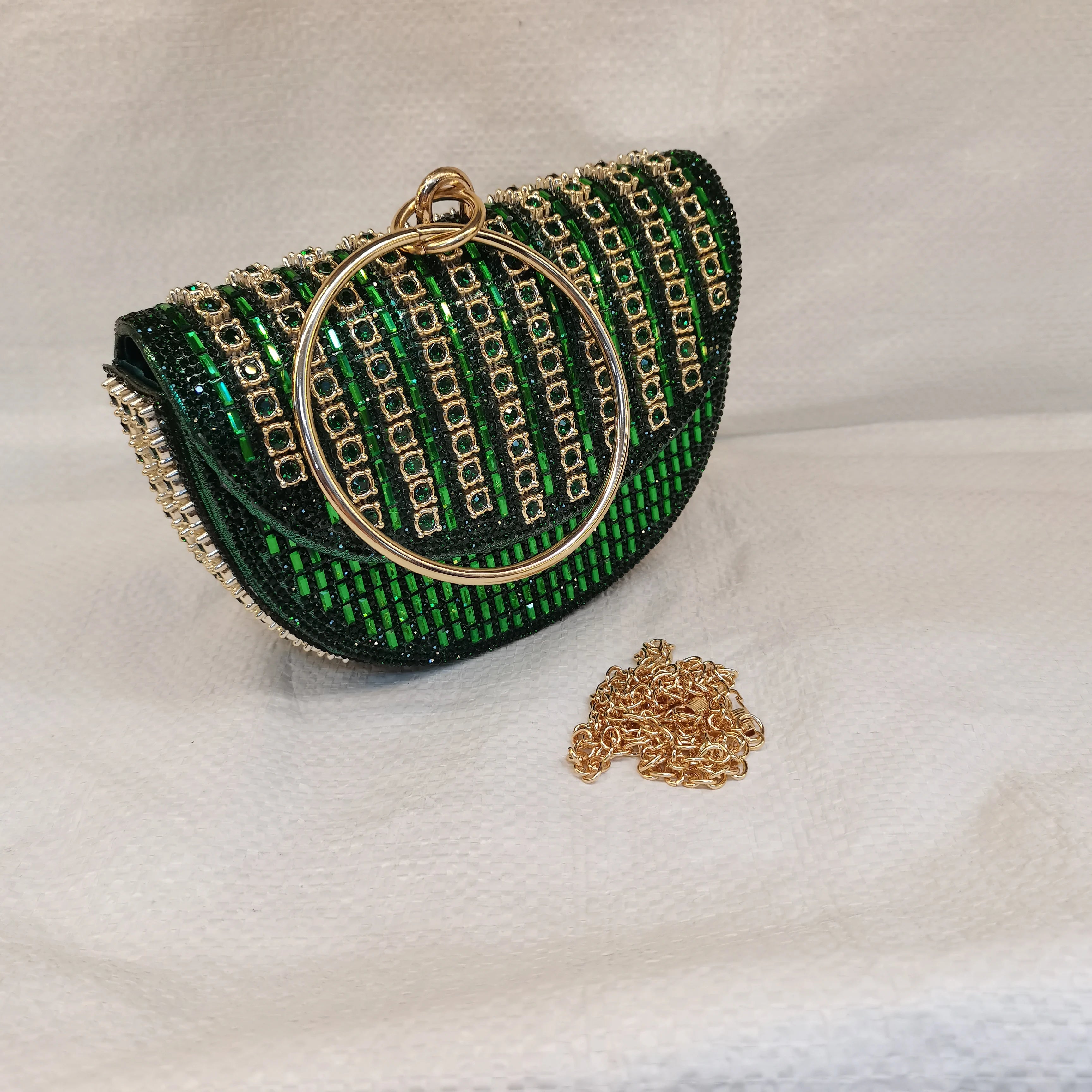 Pretty Rhinestone Clutch Evening Bag Women Wedding Party Purse Evening Banquet Round Bag European Exquisite Bridal Purse Para
