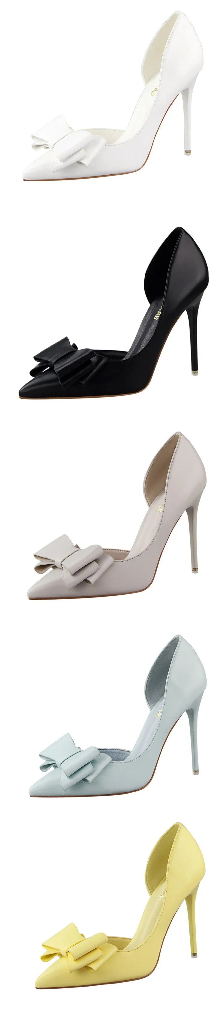 Spring Party Elegant Pink Butterfly-Knot High Heels Women Fashion Wedding Dress Pumps Side Hollowed Stiletto Shoes
