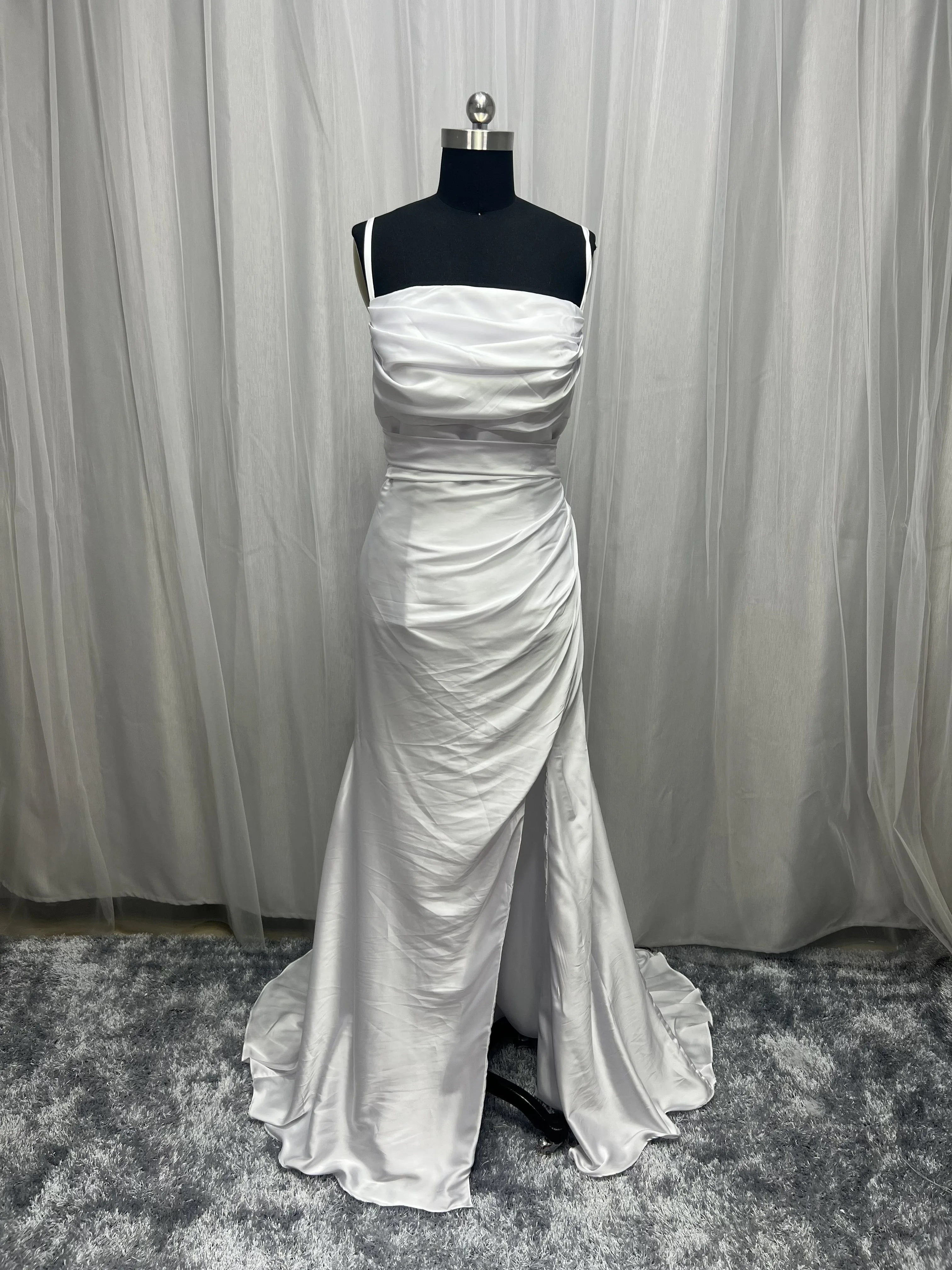 Customized Simple Sexy Wedding Dresses Boho Bridal Dress High Slit Straps Backless Bohemian Bride Gowns Vestidos De Noiva