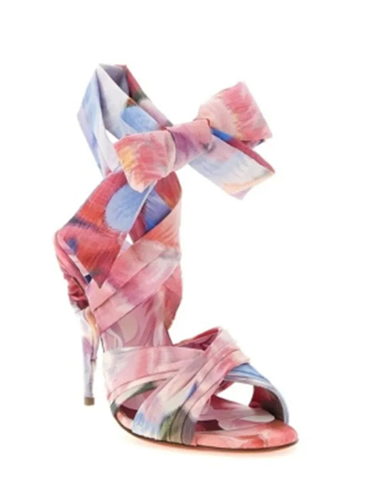 2026Summer New Women's Stiletto Sandals Round Head Strap Party Wedding Women's 34-44 Large High Heel Sandals