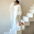Arabic Wedding Dress O-Neck Customized Ivory  Appliques Muslim Long Sleeves Mermaid Bridal Gown Bride Party Dress