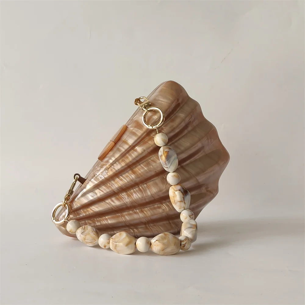 Shell Marble Pearl Box Clutch