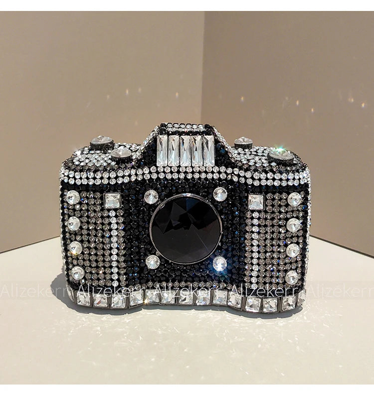 Camera-Shaped Diamond Evening Clutch