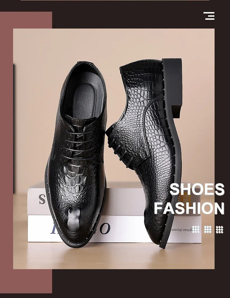 Men's Dress Shoes Business Formal Leather Lace Up All Season Comfortable Wedding Shoes Classic Business Casual Durable Footwear