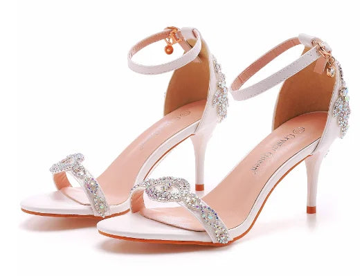 New Wedding Shoe Buckle with Pearl Sandals for Women's Sexy Open toed Party Nachtclub Stripping Shoes Steel Pipe Dance Shoes