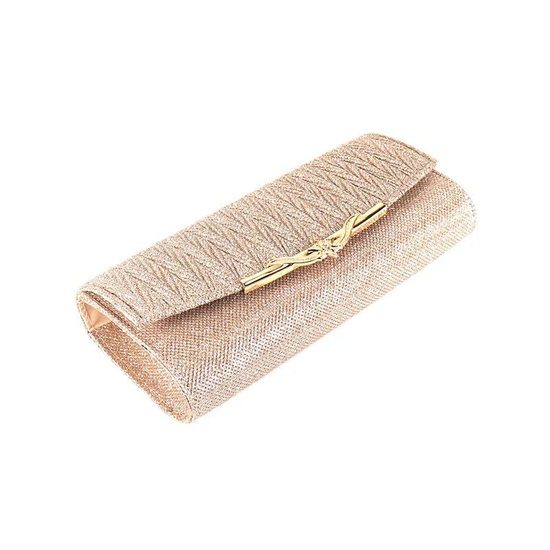 Sparkly Women's Silver Evening Shoulder Bag Gold Glitter Bridal Clutch Purse Party Prom Wedding Chain Envelope Handbag Ladies