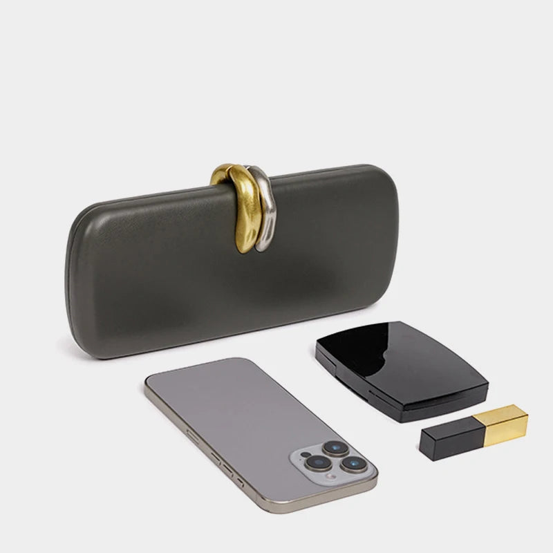 Box Rigid Metal Detail Clutch
