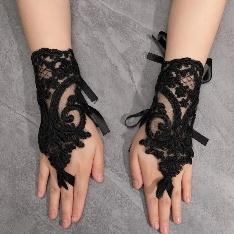 New Women Wedding Fingerless Gloves Lace White Black RED Wedding Gloves Mittens Accessory Girl Party Sexy Gloves Guante