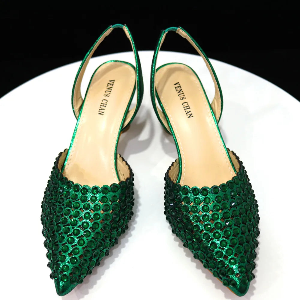 Wine Crystal Pointed-Toe Heels