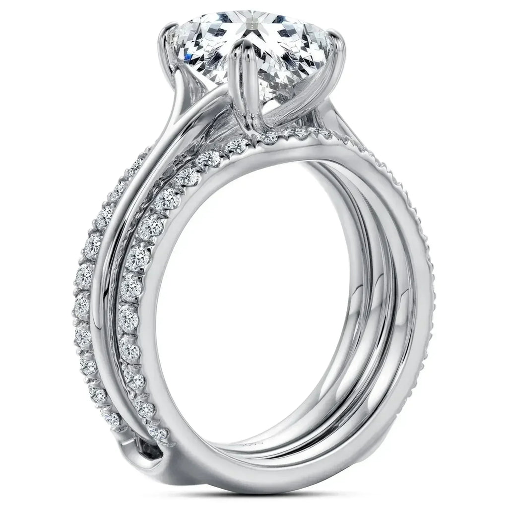 Moissanite Wedding Ring Set - 4.05cttw Radiant Cut