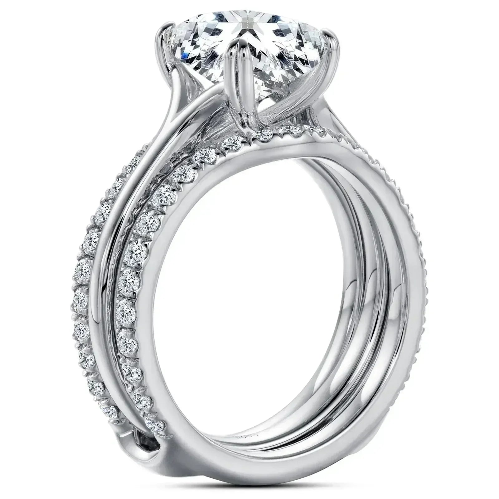 Moissanite Wedding Ring Set - 4.05cttw Radiant Cut