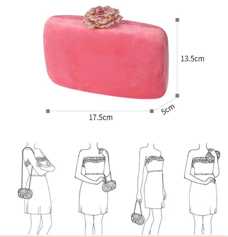 Fuzzy Tote Bag Bridal Party Clutch For Women Luxury Yellow Handbags Wedding Flannel Small Designer Bags Diamond Flower Purses