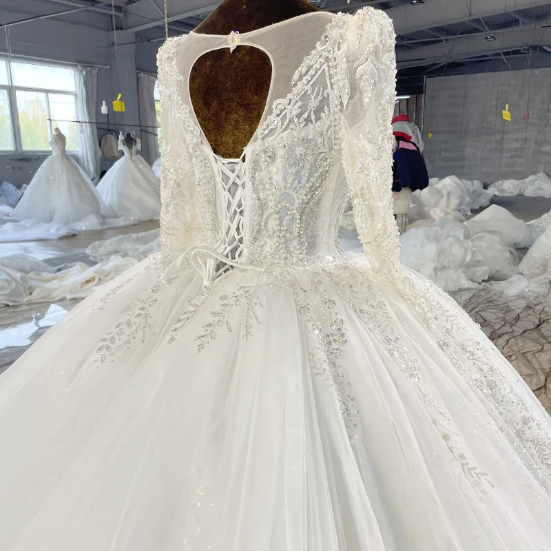 Beaded Crystal Square-Neck Organza Ball Gown Wedding Dress