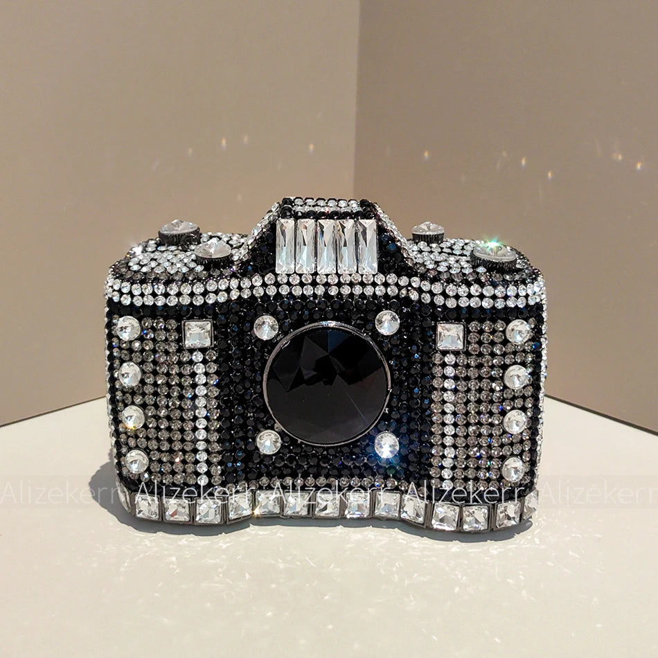 Camera-Shaped Diamond Evening Clutch