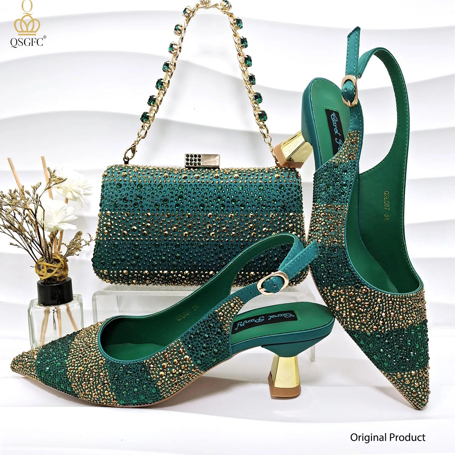 Rhinestone Shoe & Bag Set