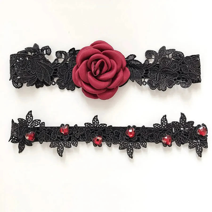 Lace Flower Thigh Ring Pearls Wedding Garter Belt Bridal Cosplay Fashion Stocking Ring