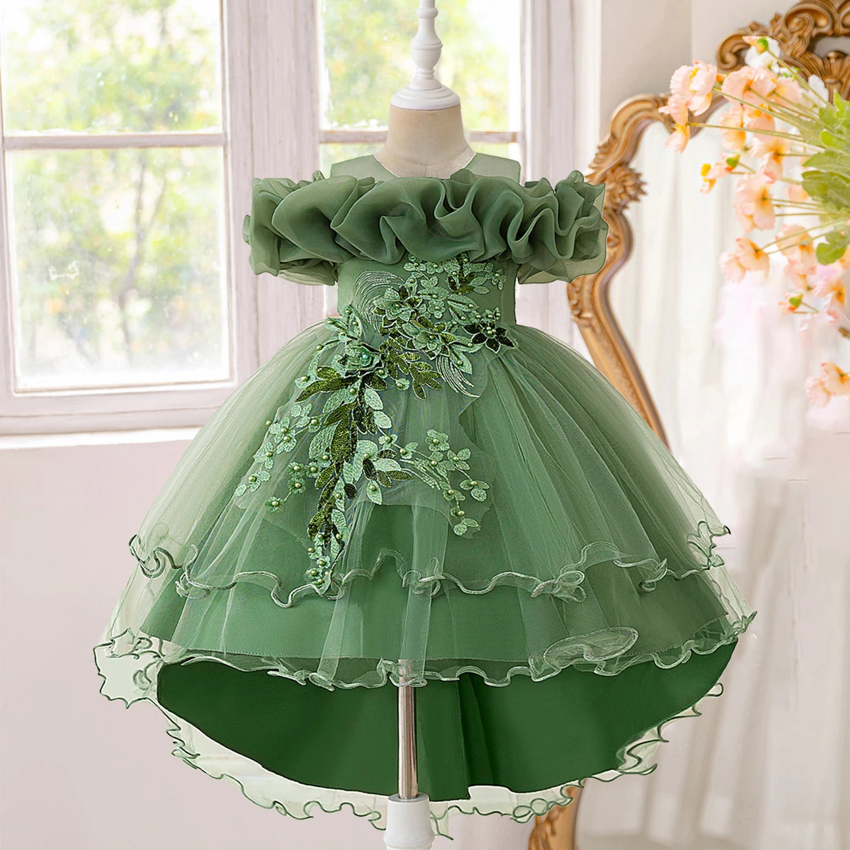 Tulle Bow Flower Bridesmaid Dress