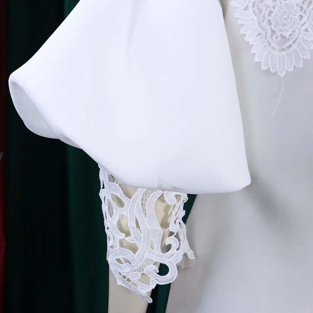 Off-Shoulder Lantern Sleeve Lace Sheath Dress